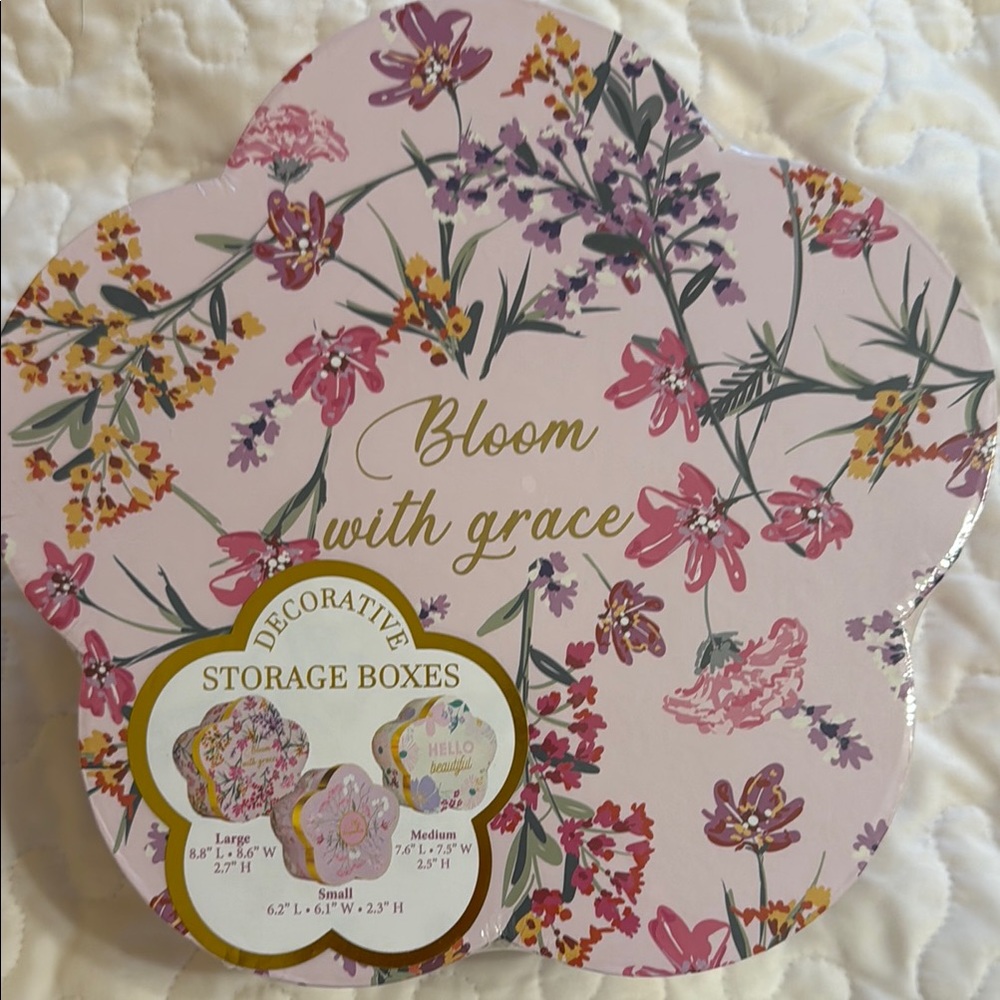 Pink and Purple Floral Storage Organizer with Botanical Design